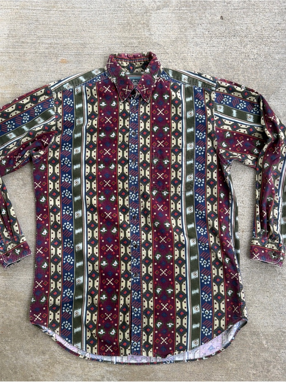 Vintage Woolrich Men’s Southwestern Aztec Flannel Shirt Large Long Made In USA